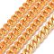 Two Tone Handmade Brass Curb Chains, with Enamel and Spool, Unwelded, Long-Lasting Plated, Real 18K Gold Plated, Orange, 6x5x1.2mm, about 32.8 Feet(10m)/roll