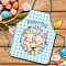 Cute Easter Pattern Cloth Sleeveless Apron, with Double Shoulder Belt, for Household Cleaning Cooking, Deep Sky Blue, 680x550mm