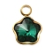 304 Stainless Steel Pendants, with Rhinestone, Real 18K Gold Plated, Ion Plating(IP), Star, Emerald, 10x7.5x4mm, Hole: 1.8mm