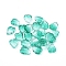 Two-Tone Transparent Glass Charms, Leaf, Cyan, 13.5x10.5x3.5mm, Hole: 1.2mm