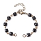 Square Faceted Glass Beaded Link Chain Bracelet Making, with Lobster Claw Clasp, Fit for Connector Charms, Black, 6-1/4~6-3/8 inch(15.8~16.2cm)