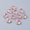 Glass Links connectors, with Eco-Friendly Alloy Open Back Berzel Findings, Flower, Light Gold, Pink, 15.5x12x5mm, Hole: 1.4mm