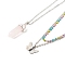 Bullet and Butterfly Pendant Necklaces Set for Women Gift, with Natural Rose Quartz Beads and 304 Stainless Steel Findings, Stainless Steel Color, 14.88~18.03 inch(37.8~45.8cm), 2pcs/set