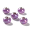 Opaque Brass Cores Acrylic European Beads, Round, Large Hole Bead, Silver, Medium Orchid, 14x10mm, Hole: 5mm