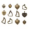 Tibetan Style Alloy Pendants, Nickel Free, Heart, Mixed Style, Antique Bronze, 12~52x10~49x1.5~16mm, Hole: 1~5.5mm