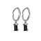 Anti-Tarnish Platinum Rhodium Plated 925 Sterling Silver Dangle Hoop Earrings for Women, Rectangle, Black, 19.8mm