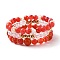 Multi-layered Stretch Beaded Bracelets Sets, Stackable Bracelets, with Natural Carnelian(Dyed & Heated) Beads, Imitation Gemstone Acrylic Beads, Glass Beads, Non-magnetic Synthetic Hematite Beads and CCB Plastic Beads, Round, Inner Diameter: 2 inch(5.2cm), 3pcs/set