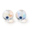 Transparent Glass Beads, with Enamel, Round with Evil Eye Pattern, White, 10~10.5x9mm, Hole: 1.6mm