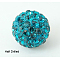 Polymer Clay Rhinestone Beads, Pave Disco Ball Beads, Grade A, Round, Half Drilled, Blue Zircon, 10mm, Hole: 1mm