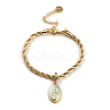 Alloy Enamel Oval with Virgin Mary Charm Bracelets BJEW-L652-19-G-2