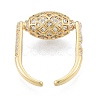 Clear Cubic Zirconia Oval Open Cuff Ring RJEW-G261-21G-2