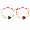 2Pcs 2 Colors Dyed Synthetic Turquoise Cross and Glass Heart Braided Bead Bracelets for Women PE0777-2-1