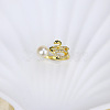 Natural Freshwater Pearl with Clear Cubic Zirconia Cuff Rings WGACE42-15-1