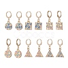 6 Pairs 6 Styles Square & Triangle & Flat Round Alloy Enamel Dangle Leverback Earrings EJEW-JE05239-1
