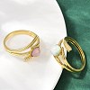 316 Stainless Steel with Natural Mixed Gemstone Cuff Rings RJEW-Z098-01G-10-3