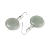 Natural Green Aventurine Flat Round Dangle Earrings EJEW-D188-03P-03-3
