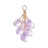 Light Gold Copper Wire Wrapped Transparent Glass Pendants PALLOY-JF04865-3