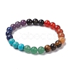 Chakra 8mm Round Natural Golden Sheen Obsidian & Amethyst & Lapis Lazuli & Tiger Eye & Green Aventurine & Carnelian & Red Aventurine BJEW-JB10624-02-1