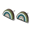 Printing Wood Stud Earrings for Women EJEW-B028-04A-1