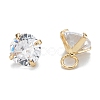 Brass Clear Cubic Zirconia Charms ZIRC-G170-11G-2