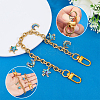 Brass & Natural Paua Shell Star Moon Charm 304 Stainless Steel Bag Decorative Chains HJEW-PH02278-3
