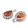Natural Red Agate & Rhinestone Pendants G-K338-31P-11-2