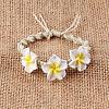 Plumeria Flower Polymer Clay Beads Braided Bead Bracelets for Women FS-WG73C89-04-1