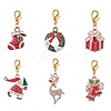 Christmas Theme Alloy Rhinestone & Enamel Pendant Decorations HJEW-JM00980-1