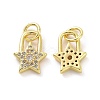 Brass Micro Pave Clear Cubic Zirconia Charms KK-E068-VF045-1