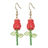 Stainless Steel Glass Flower Dangle Earrings EJEW-MZ00574-3