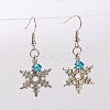 Tibetan Style Christmas Snowflake Dangle Earrings EJEW-JE01409-2