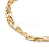 Ion Plating(IP) 304 Stainless Steel Paperclip & Dapped Chains Double Layer Multi-strand Bracelet for Women BJEW-G667-12G-2