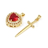 Brass Micro Pave Clear Cubic Zirconia Pendants Sets KK-R226-08G-01-2