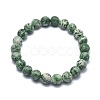 Natural Green Spot Jasper Bead Stretch Bracelets BJEW-K212-A-017-2