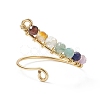 Natural Mixed Gemstone Braided Beaded Chakra Open Cuff Ring RJEW-JR00548-5