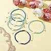 5Pcs 5 Colors Natural Shell Heart & Seed Braided Bead Bracelets Set BJEW-JB10039-01-2