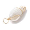 Natural Trumpet Shell Copper Wire Wrapped Pendants PALLOY-JF02683-01-4
