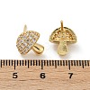 Mushroom Brass Micro Pave Clear Cubic Zirconia Stud Earrings EJEW-F895-17G-5