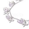 Natural Amethyst Chips & Dragonfly Charms Anklet AJEW-AN00512-08-3