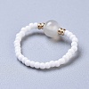 Natural White Moonstone Stretch Rings RJEW-JR00255-09-2