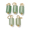 Natural Green Aventurine Column Charms with 304 Stainless Steel Jump Rings G-Q032-01F-1