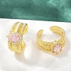 Brass Micro Pave Cubic Zirconia Open Cuff Rings for Women RJEW-U059-01G-01-1