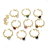 316 Stainless Steel with Natural Mixed Gemstone Cuff Rings RJEW-Z098-01G-03-4