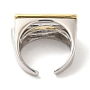 Rack Plating Two Tone Brass Rectangle Open Cuff Ring for Women RJEW-A016-02P-2