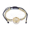 Adjustable Brass Braided Beaded Bracelets BJEW-F282-29G-RS-2