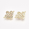 Brass Micro Pave Cubic Zirconia Links ZIRC-T008-01G-2