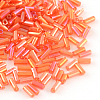 AB Color Plated Glass Bugle Beads SEED-R011-165-1