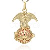 Golden Tone Brass Hollow Round Cage Pendants KK-J242-05G-3
