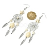Web with Feather Alloy Chandelier Earrings EJEW-JE05464-02-2