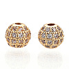 Rack Plating Brass Cubic Zirconia Beads ZIRC-S001-6mm-A02-3